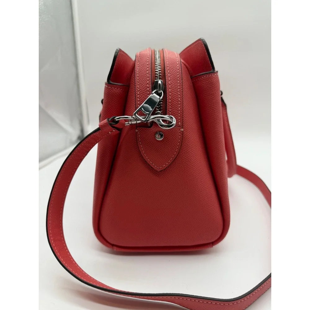 Coach Lillie Carryall Satchel Red Crossgrain Leather Handbag 91493